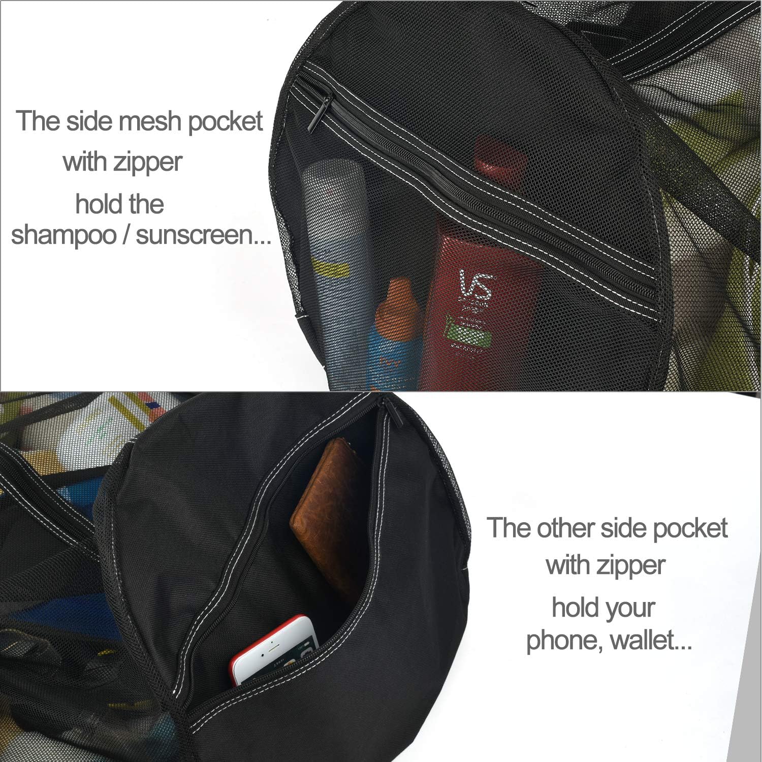 XXL Mesh Dive Bag for Scuba or Snorkeling - Diving Snorkel Gear Bags - Extra Large Beach Bags and Totes with Zipper and Pockets - Oversized Beach Duffle Bag Ideal for Your Pool Trip: Clothing