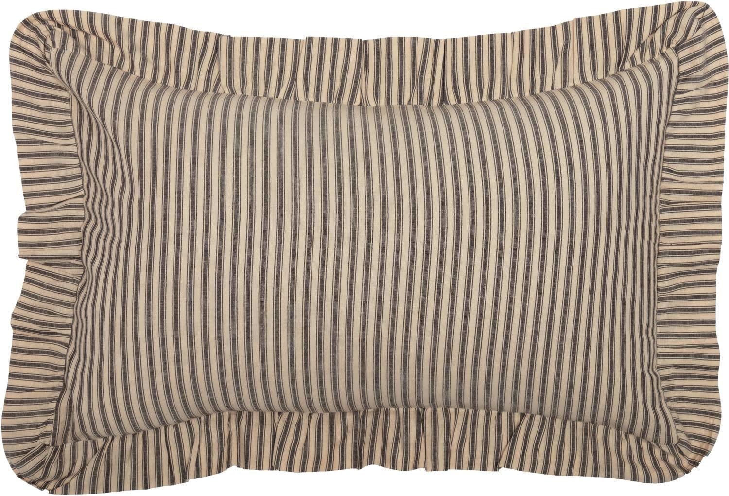 Sawyer Mill Throw Pillow Dark Gray and Cream Stripe Cotton Decorative Farmhouse Country Cushion with Ruffle for Sofa Couch 14x22