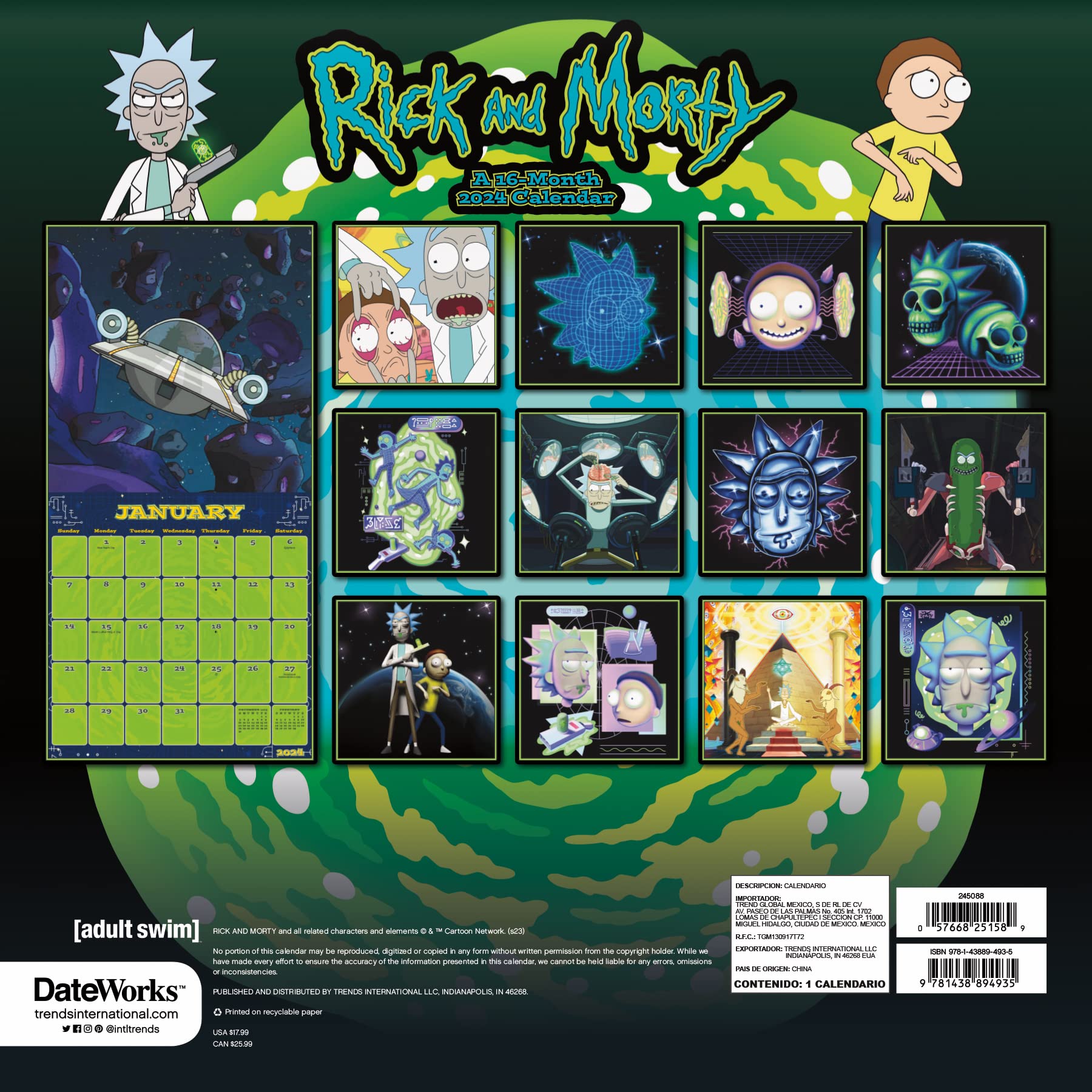 Mua 2024 Cartoon Network Rick and Morty Wall Calendar trên Amazon Mỹ