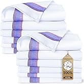 Harringdons 100% Cotton Kitchen Towels, Highly Absorbent Dish Towels for Kitchen with Hanging Loop, Large 28”x20” Washable Towels, Blue Shades, 12 Pack