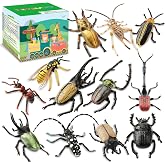Toymany 12PCS Realistic Insects Figurines Toys - Plastic Bugs Figures Set with Cricket Bee Ant Dung Beetle, Educational Toy Cake Toppers Christmas Birthday Gift for Toddlers Kids