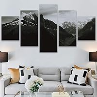 SIGNWIN 5 Panel Canvas Wall Art Monochromatic Mountains for Home Decorations Ready to Hang - 60