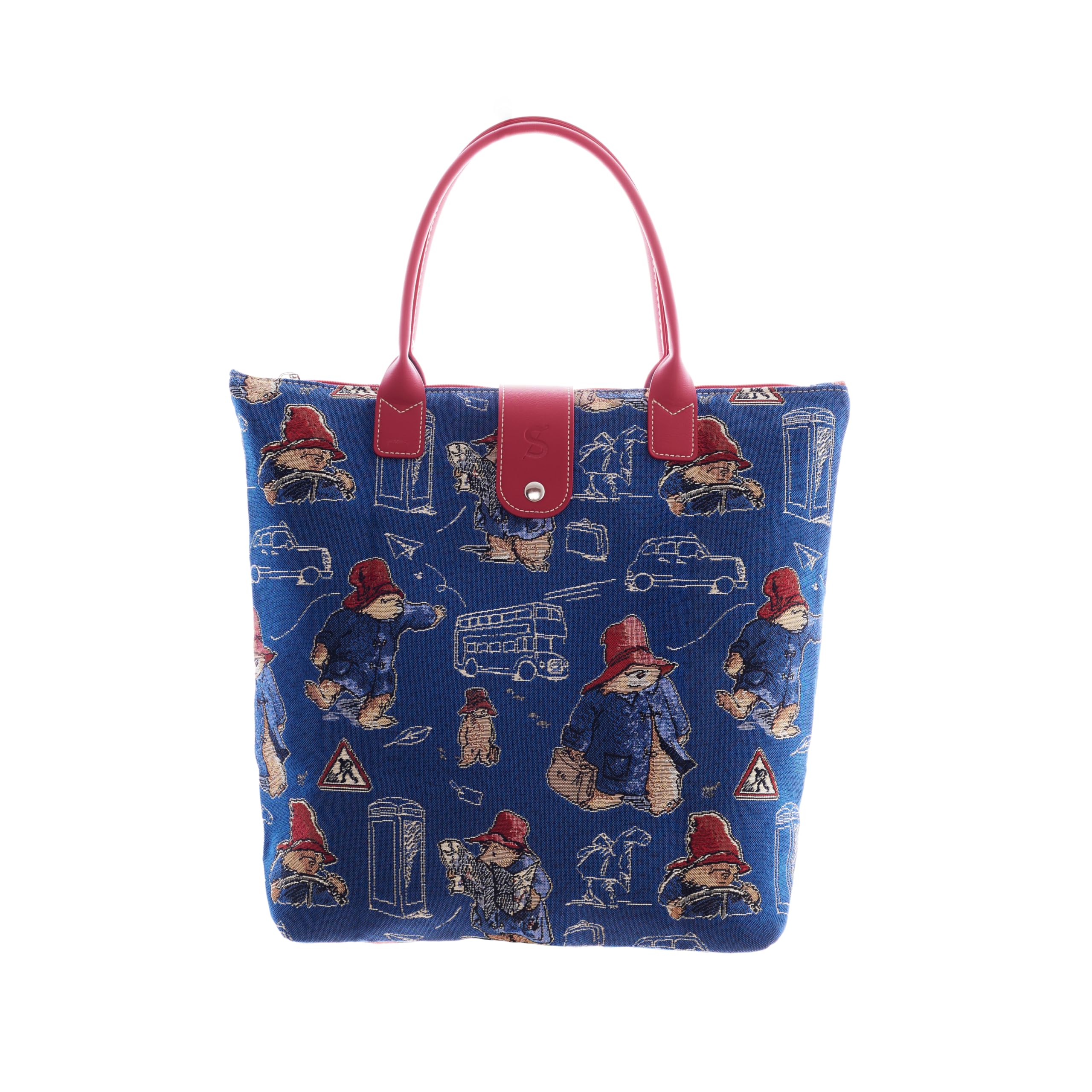 Signare Paddington Bear Blue Tapestry Foldaway Shopping Tote Travel Bag | One Size Measures 38cm (W) x 35.5cm (H) x 9cm (D) | Handbag Accessory Eco Friendly Accessory