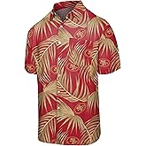 FOCO NFL Mens NFL Team Logo Floral Aloha Tropical Button Up Shirt