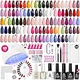 Beetles Gel Nail Polish Kit with U V Light 68PCS Glitter Red Classic Blue Polish kit 35 Colors for Beginners with Everything Gel Manicure Tools, At Home Gifts for Women