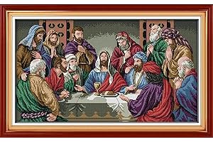 Dimensean Stamped Cross Stitch Kits Full Range of Embroidery Patterns Starter Kits for Beginners Adult or Kids DIY Cross Stitches Needlepoint Kits 11CT-Last Supper 15.7x25.2 inch