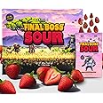 Final Boss Sour, Extremely Super Sour Gummy Candy, Strawberry, LvL 1, (1.06 Ounces Bags, 10 Bags) - Gummies Made with Dried Fruit, Free of Artificial Colors, Low Calorie Healthy Snack for Kids & Adults