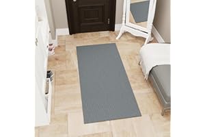 Sweet Home Stores Solid Design Non-Slip Rubberback 2x5 Indoor/Outdoor Runner Rug for Hallway, Kitchen, Living Room, Garage, Patio, 2' x 5', Gray