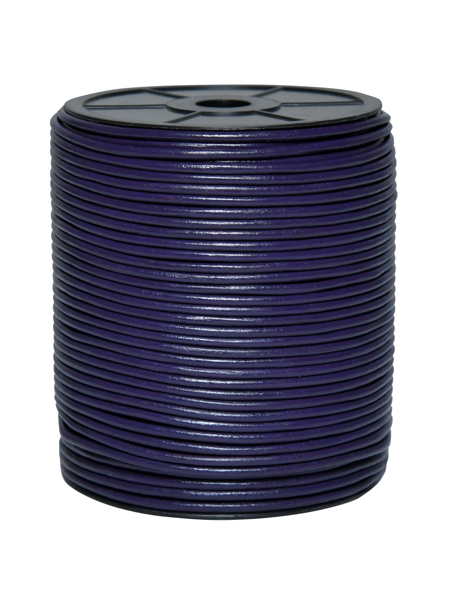 Cords Essentials Round Genuine Leather String Cord, Rope for Jewelry Making, Necklaces, Bracelets, Kumihimo Braiding, Wraps, Crafts and Hobby Projects (Violet, 3.0 MM)
