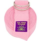 Extra-Wide 2 Inch Cotton Yoga Strap: Stretching, Physical Therapy, Exercise | Slip-free steel D-rings; adjustable; non-slip; 8 &amp; 10 ft lengths; storage bag + e-book; hamstring &amp; legs; flexibility &amp; rehab