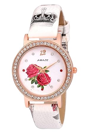 White Dial Rose Patent Leather Strap Girl's Watch-CT98