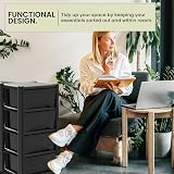 Neat Large 4 Drawer Plastic Storage Tower Unit Black Frame 39x39x80cm view 6