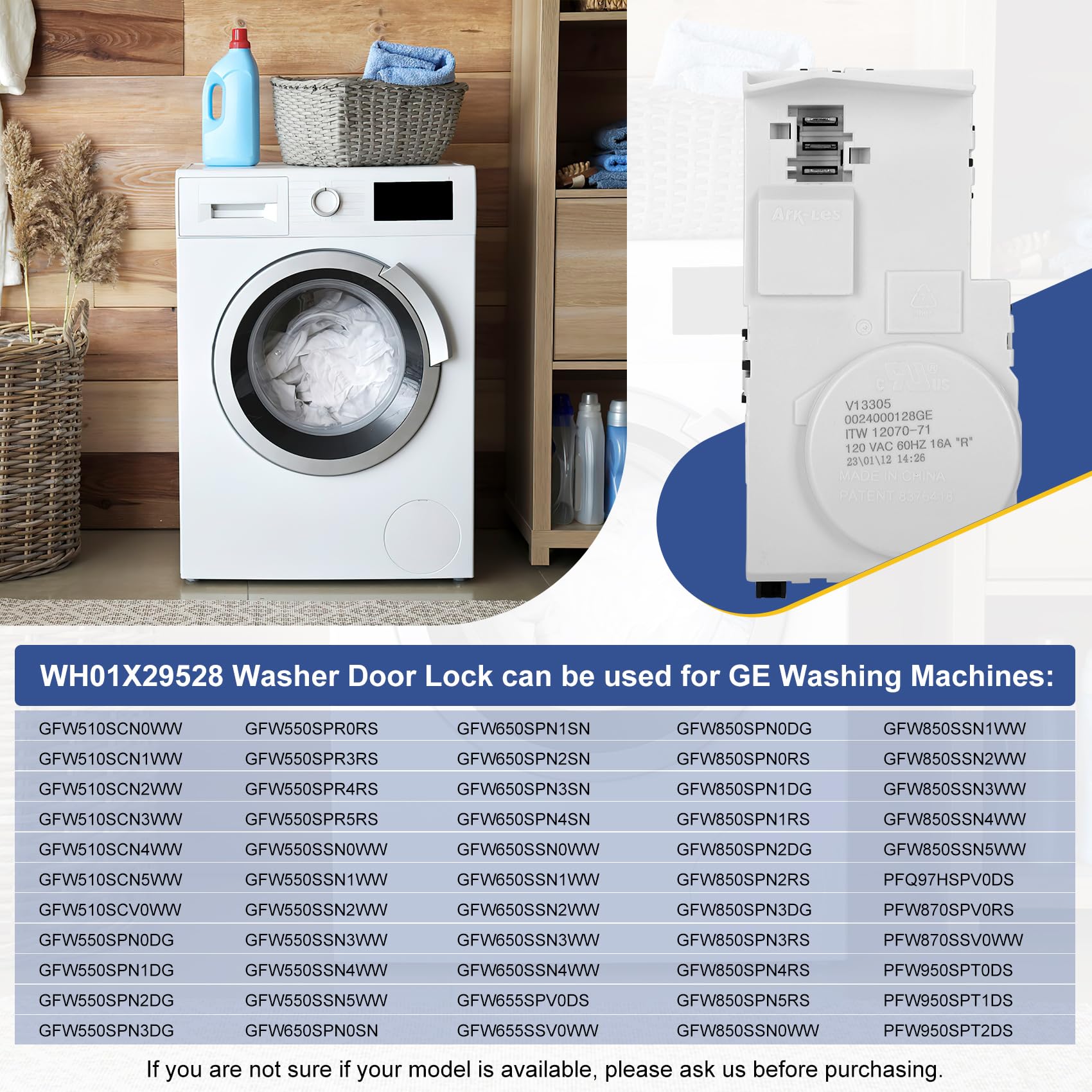 Upgrade WH01X29528 Washer Door Lock (OEM) Compatible with ge Washing Machine, Replacement AP6985313, EAP12749276, 4958749, PS12749276, PD00060769. 3-Year Warranty