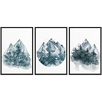 SIGNWIN 3 Piece Framed Canvas Wall Art Abstract Mountain Canvas Prints Home Artwork Decoration for Living Room,Bedroom - 16