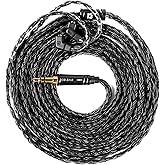 KBEAR ST24 PLUS - Cable IEM de 6.6 ft de largo, cables de actualización de auriculares de alta fidelidad chapados en plata 5N