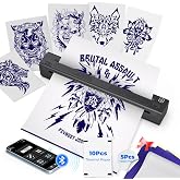 Tattoo Stencil Printer Machine,Thermal Portable Wireless Bluetooth Printer,for Tattoo Artists and Beginners.with Transfer Paper and Thermal Paper,Compatible with Phone/PC