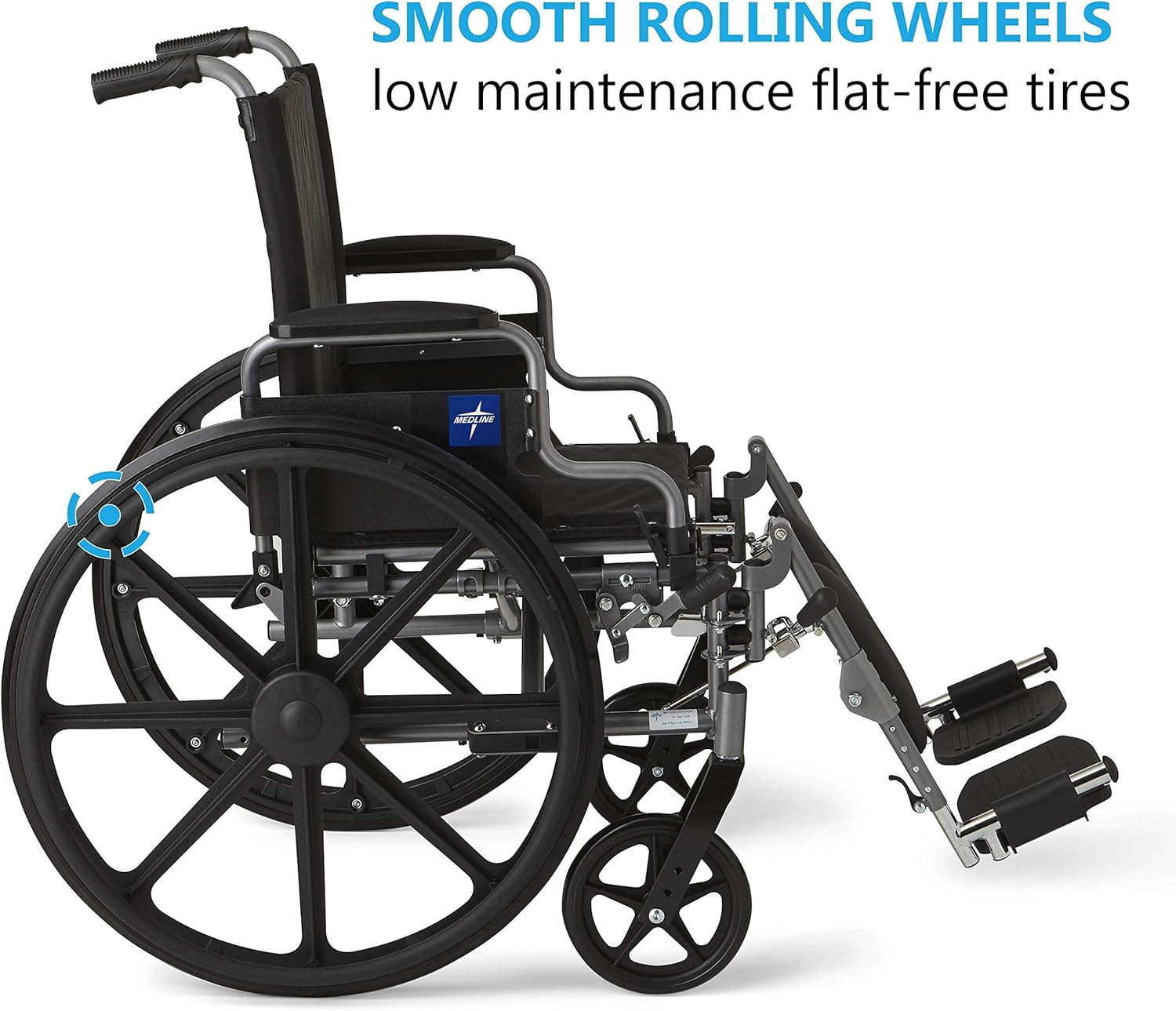Medline Lightweight & User-Friendly Wheelchair With Flip-Back, Desk-Length Arms & Elevating Leg Rests for Extra Comfort, Gray, 18" Seat: Health & Personal Care