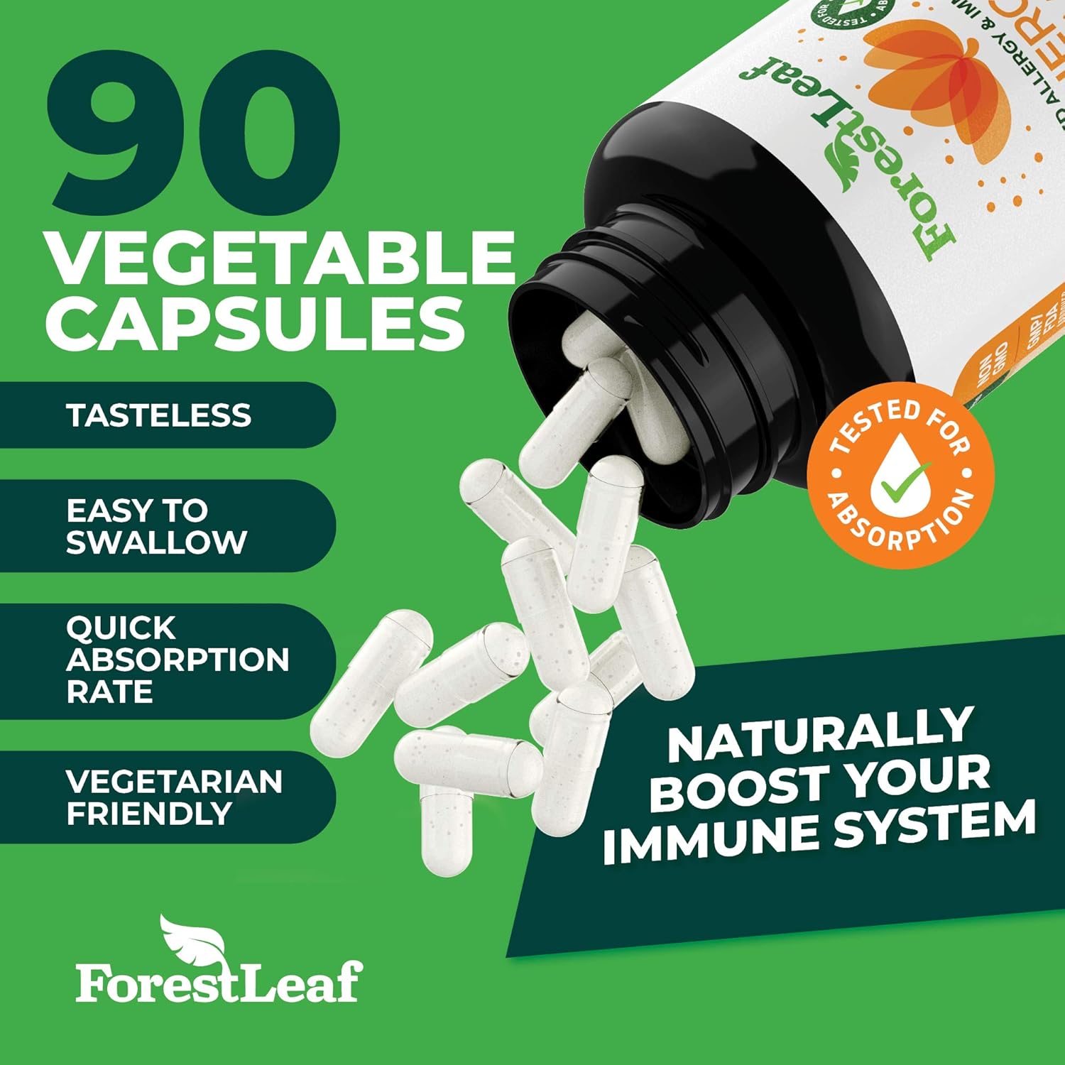 Advanced Sinus and Allergy Supplement – Quercetin Bromelain with Stinging Nettle and Vitamin C – 90 Natural Vegetable Capsules – Non GMO, Dairy, Gluten, Egg and Nut Free - by ForestLeaf: Health & Personal Care