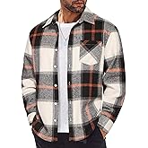 COOFANDY Mens Flannel Shirts Long Sleeve Lightweight Plaid Shirt Casual Button Down Shirts Jacket