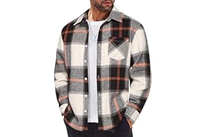 COOFANDY Mens Flannel Shirts Long Sleeve Lightweight Plaid Shirt Casual Button Down Shirts Jacket