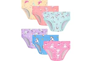 JAHSIYI 100% Cotton Girls Underwear Tagless Comfort Toddler Panties (6-Pack)