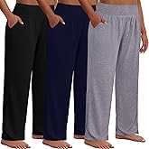 Neer 3 Pack Women Plus Size Wide Leg Yoga Pants High Waist Sweatpants Plus Size Palazzo Pants Lounge with Pockets