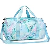 Gym Bag Sports Duffle Bag with Wet Pocket Weekender Overnight Bag with Waterproof Shoe Pouch and Air Hole for Girls Kids Women Travel Foldable Bag