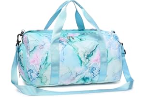 LEDAOU Gym Bag Sports Duffle Bag with Wet Pocket Weekender Overnight Bag with Waterproof Shoe Pouch and Air Hole for Girls Kids Women Travel Foldable Bag