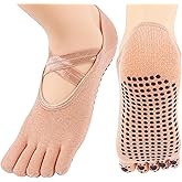 PAPAJIANG 1/2 Pairs Yoga Socks for Women with Grips Non-Slip Athletic Five Toe Socks for Pilates Barre Ballet Fitness