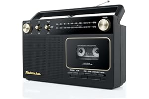 Studebaker Portable Retro Home Audio Stereo AM/FM Radio & Cassette Player/Recorder with Aux Input Jack & Built in Speakers (Gold)