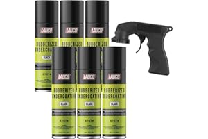 LAUCO Rubberized Undercoating Black 15oz Aerosol Spray Paint Can with Aerosol Spray Gun - Pack of 6