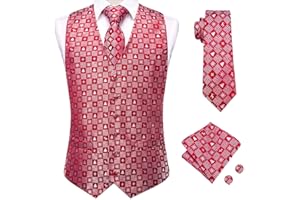 Hi-Tie Christmas Vest and Tie Set For Mens Print Shiny Suit Waistcoat Necktie Xmas Holiday Party Tuxedo Vest