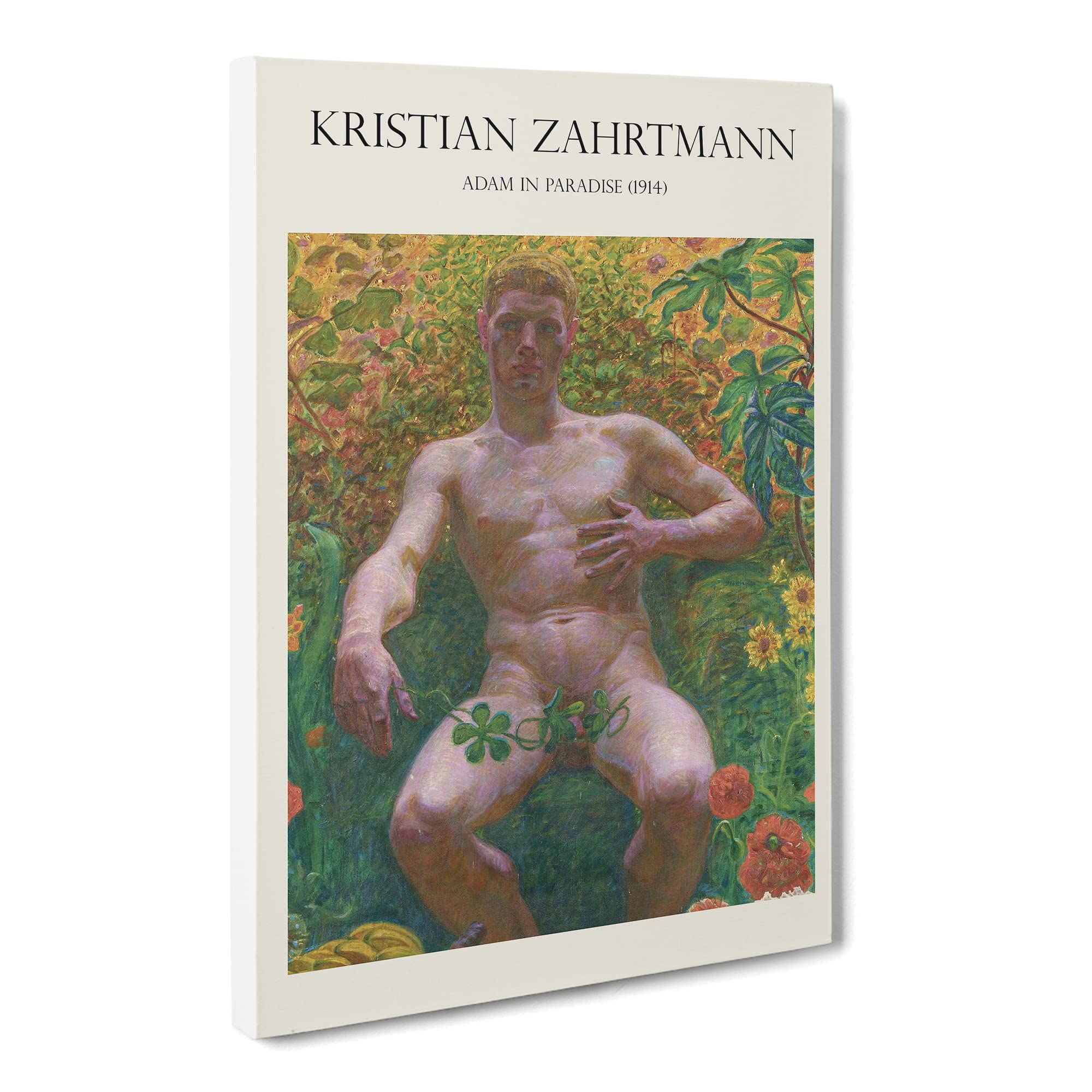 Adam In Paradise By Kristian Zahrtmann Canvas Print | Gallery Wrapped 30mm Frame Wall Art | 20x14 inches | Ready to Hang | Classic Picture | Living Room Bedroom Lounge Office