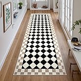 Morebes Checkered Rug Runner for Kitchen, 2x7 Black Washable Runner Rug for Hallway Non-Slip, Checkerboard Soft Indoor Bedroom Carpet Runners for Entryway Bathroom Nursery