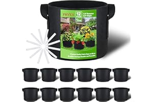 PHYEX 12-Pack 1 Gallon Nonwoven Grow Bags, Heavy Duty Aeration Fabric Pots with Durable Handles, Come with 12 Pcs Plant Labels