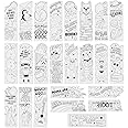 Juvale 24 Pack Color Your Own Bookmarks for Kids, Students, DIY Classroom Art, 24 Book Worm Designs (2 x 6 in)