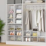 HOMIDEC 12 Pack Clear Shoe Boxes with Lids Stackable 34.5x27x19 cm view 7