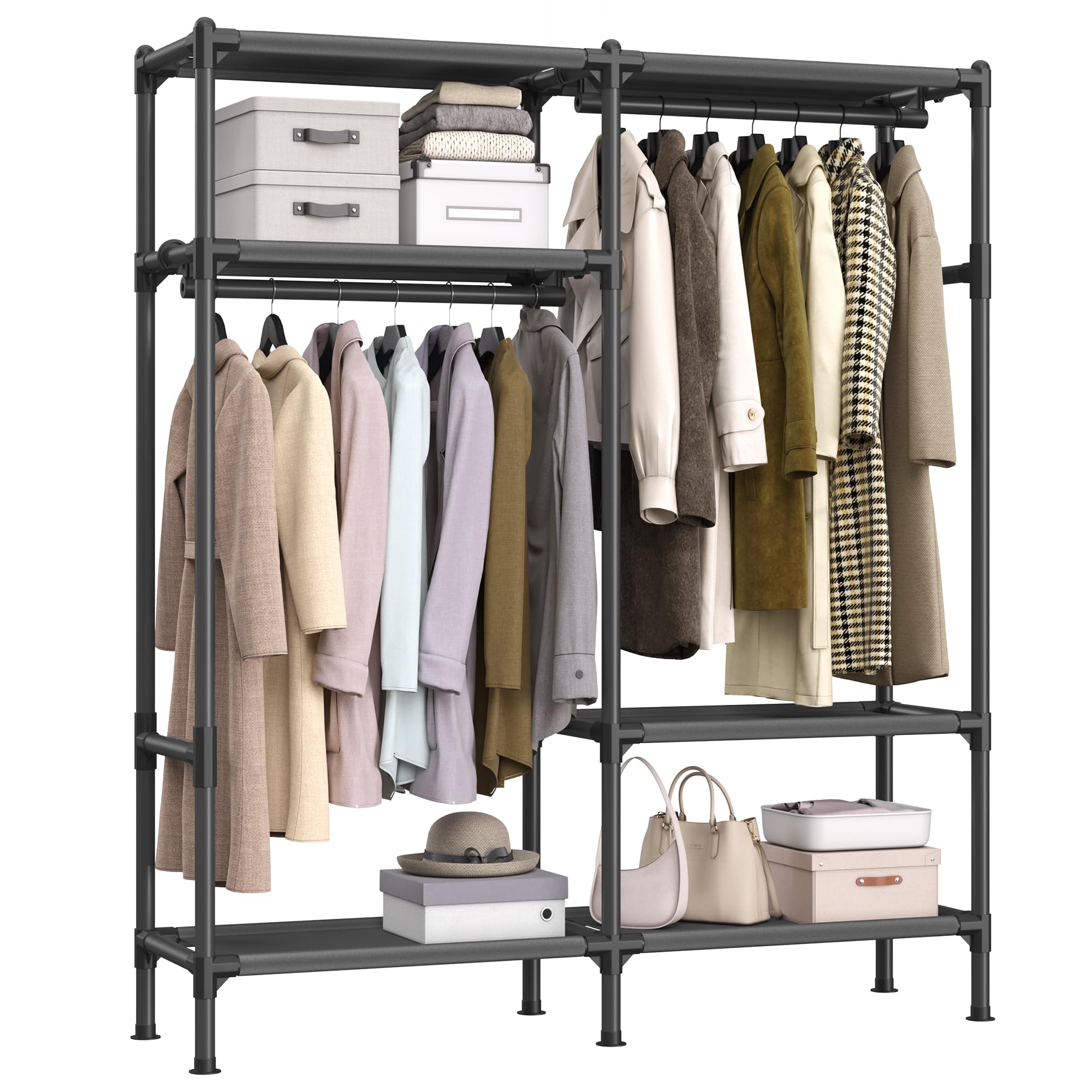 SONGMICS Heavy Duty Clothes Rack, 65 Inch Freestanding Portable ...