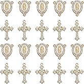Jiali Q 20 Piece Set Rhinestone Cross Connectors and Pendants for Jewelry Making (Gold)