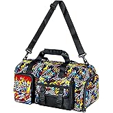 Kids Duffle Bag for Boys, Carry On Weekender Travel Bag, Race Car Overnight Sport Gym Bags with Shoes Compartment(Black)