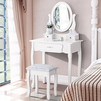 girls white wooden dressing table