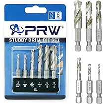 NEIKO 11402A Stubby Drill Bit Set For Metal | 5 Piece | 1/4" Quick Cha Hex Shank M2 High Speed Steel For Quick Change Chucks And Drives Drill Bit Holder Included