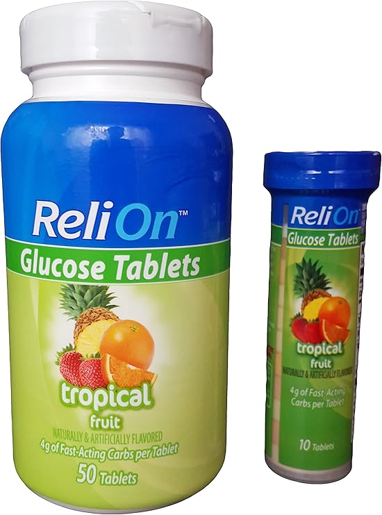 ReliOn Glucose, 50 Tablets with OnTheGo Tube, 10 Tablets