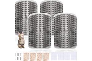LOUNDY 4 Pack Cat Self Groomer Soft Cat Wall Corner Massage Comb Corner Scratcher Pet Grooming Brush with Catnip Tape and Scr
