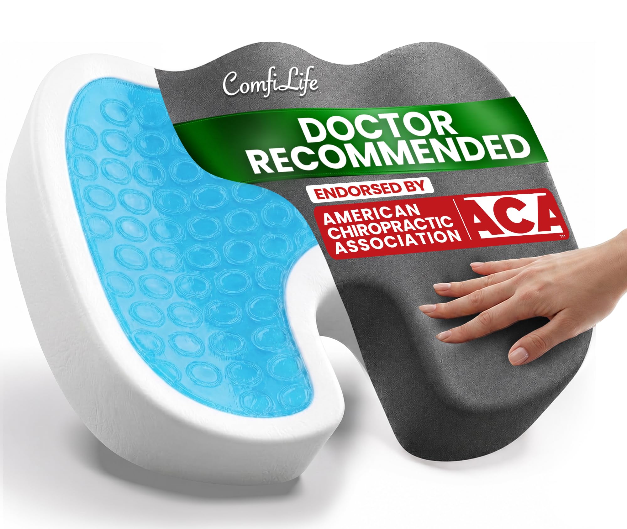 ComfiLife Premium Gel & Memory Foam Seat Cushion – Doctor Recommended Office Chair Cushion, Car Seat Cushion – Chair Cushions for Back & Sciatica Pain Relief – Seat Cushions for Office Desk (Charcoal)