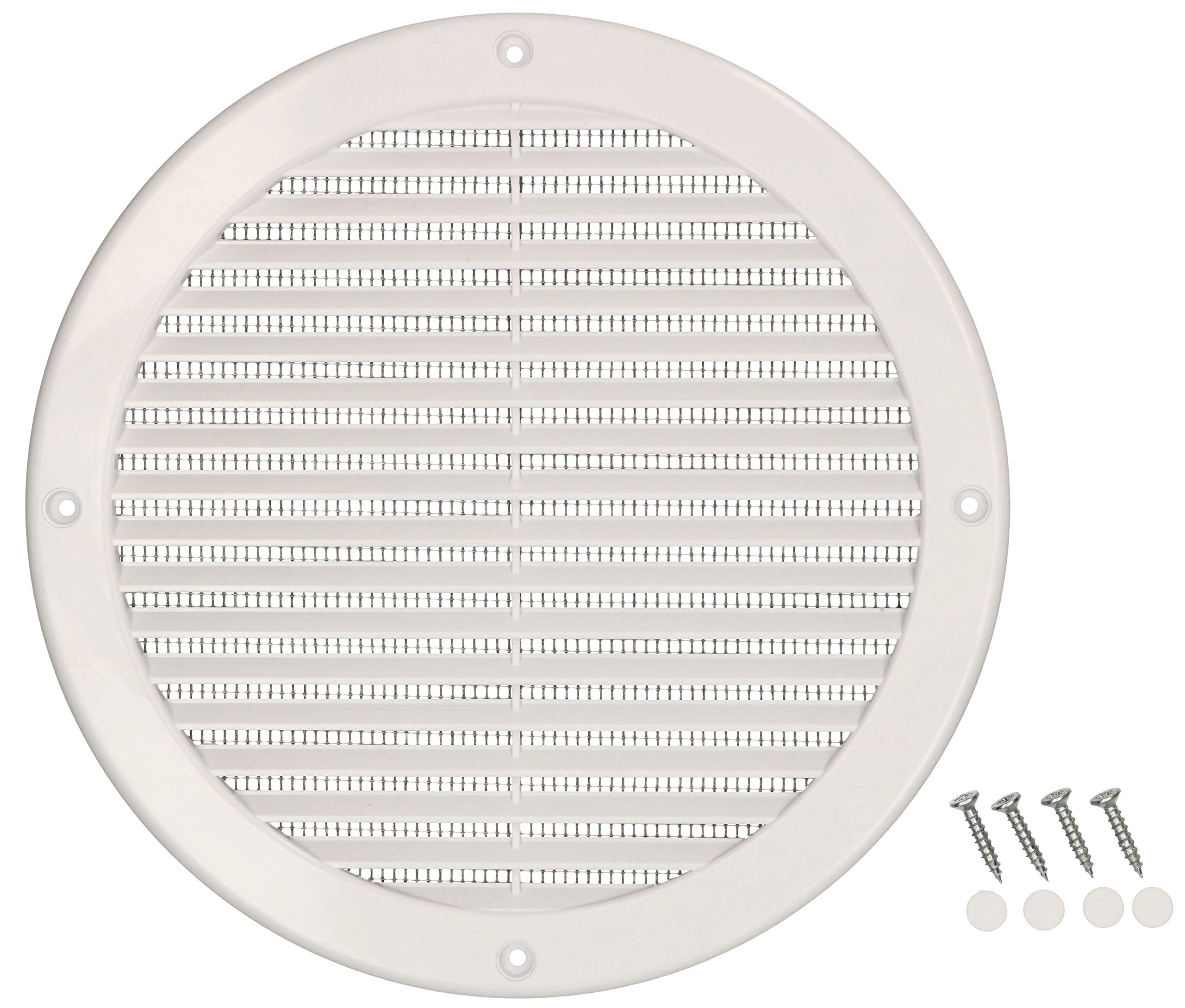 KOTARBAU® Ventilation Grille Round Fi SizeName Colour with Insect Screen (200 mm, White)