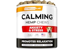 Hemp Calming Chews for Dogs - Dog Calming Treats - Anxiety Relief Treats - Dog Calming Chews - Stress - Sleep Calming Aid - H
