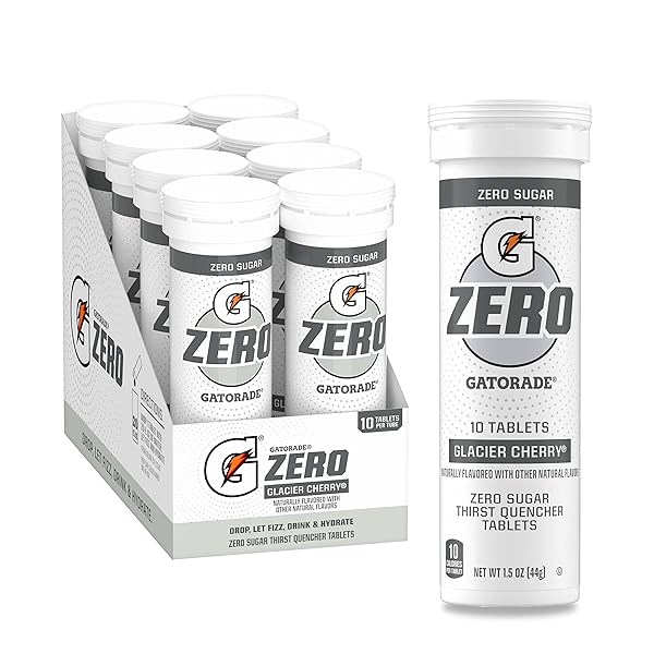 GATORADE ZERO TABLETS: ZERO SUGAR, ALL THE ELECTROLYTES, GLACIER CHERRY, 1.5OZ TUBES (80 TABLETS)