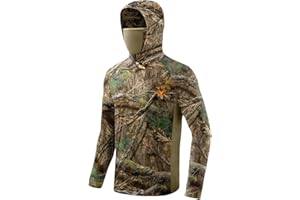 Palmyth Hunting Hoodie with Mask for Men Long Sleeve Sun Protection UV UPF 50+ Camo Fishing Shirts