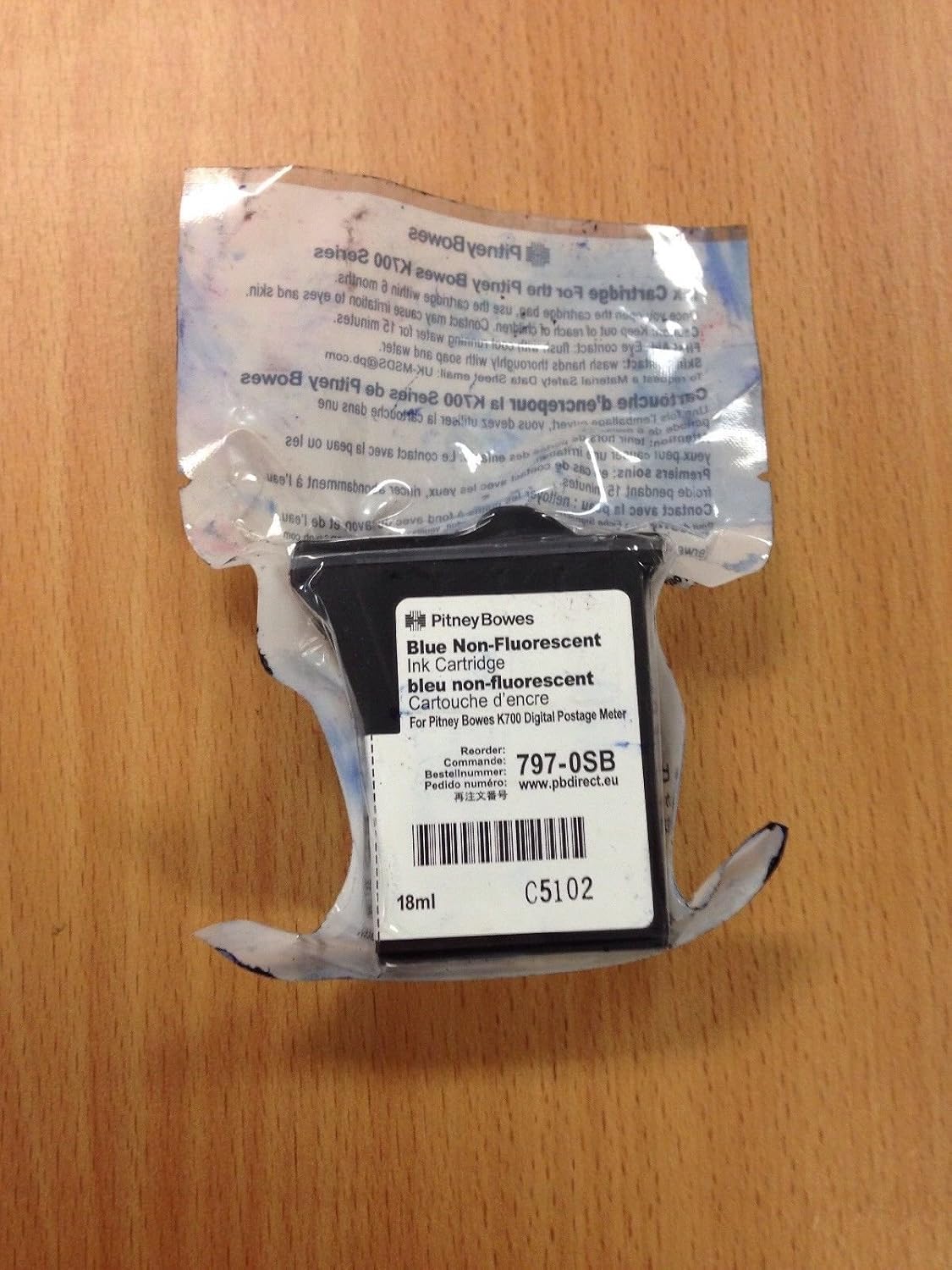 K700, DM50 & DM55 Original Pitney Bowes BLUE Franking Ink 797-0SB - Image 3